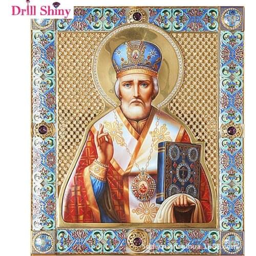 Diamond painting Religion Icon of St. Nicholas Almaz 3 full square rhinestone mosaic diamond crafts Embroidery Priest