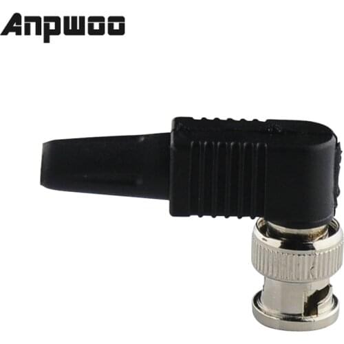ANPWOO 10x Solderless BNC Male Plug pin RG59 Right Angle Connector for CCTV Camera