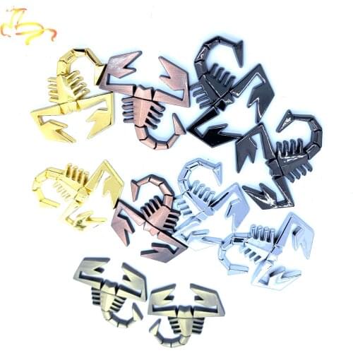 2pcs Scorpion Car Sticker 3D Decal Adhesive Emblem Auto Badge For Fiat Abarth 500 124 125 Punto Bravo Stilo Car Styling Accessor