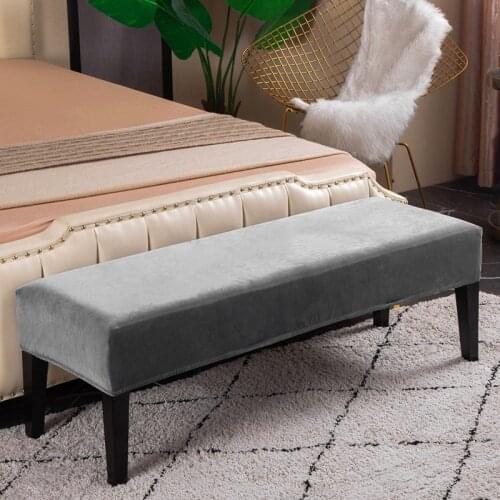 Nordic Velvet Piano Chair Cover All-inclusive Bench Covers Rectangular Solid Color Thickened Stool Cover for Living Room Bedroom