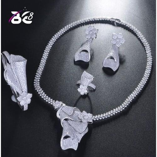 Be 8 Hotsale African Pendant 4pcs Sets With Sparkling AAA Cubic Zirconia Stone Wedding Bridal Jewelry Accessories Set S217