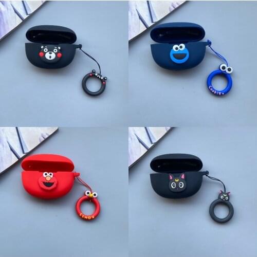 For Oppo Enco air Case,New Cartoon Silicone Shockproof Case For Oppo Enco air bluetooth Earphones Case Anti Lost Strap with Ring
