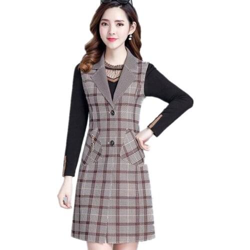 Plus Size 5XL Elegant Fashion Moms Vest Long Red Womens Sleeveless Jacket Cotton Womens Vest Feminine Coat woolen Waistcoat