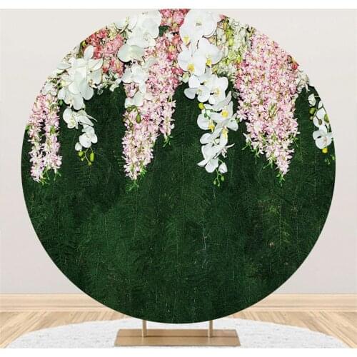 Lawn Green Plants Flower Round Shape Backgrounds Photography Baby Welcome Customized Birthday Photozone Poster Photo Backdrops