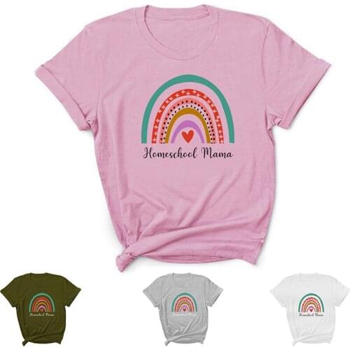 Homeschool Mama Letter Print Women T Shirt Short Sleeve O Neck Loose Women Tshirt Ladies Tee Shirt Tops Clothes Camisetas Mujer