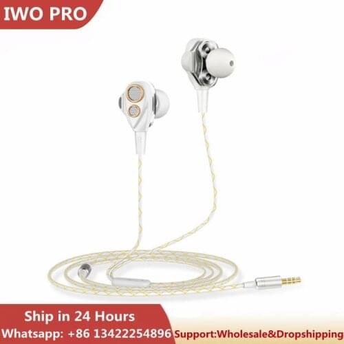 IWO PRO New SMN-16 3.5mm Dual Unit Spearkers Dynamic Earphone Gaming Headphones Double Stereo Headset Noise Cancelling With Mic
