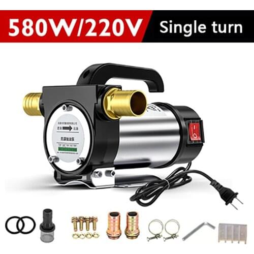 Small Portable Large Flow Electric Oil Suction Pump 12/24 / 220V Stainless Steel Diesel / Kerosene Self-priming Suction Oil Pump