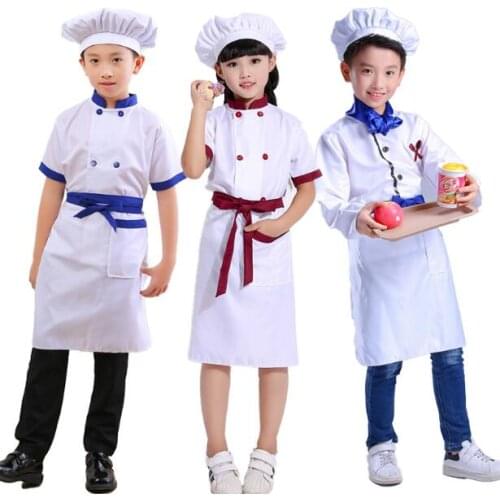 Latest Children Chef Uniform Halloween Kids Restaurant Waiter Catering Fancy Apron Clothes Sets Party Cosplay Cook Costumes