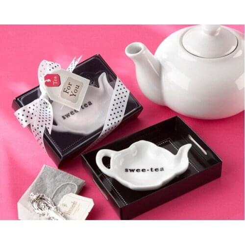 100pcs/lot New arrival wedding supplies wedding gifts and favors for guest ceramic teapot shaped plate candy dish Free shipping
