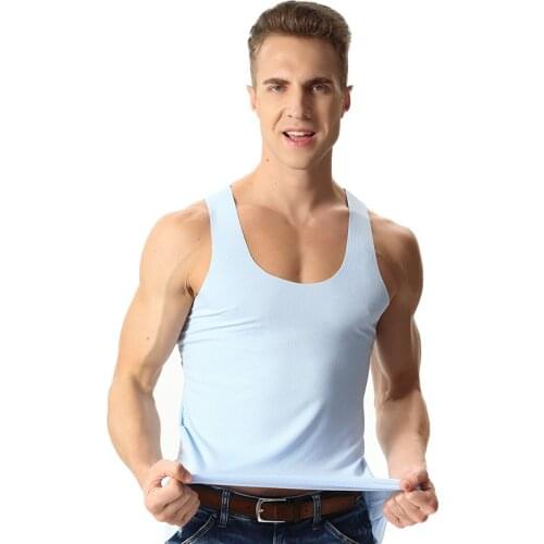 New Summer Style thin no trace Plus Size 7XL Big Size cotton vests men tops tees