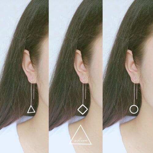 New Design Silver Color Circle Triangle Square Earrings for Women Christmas Girls Gift