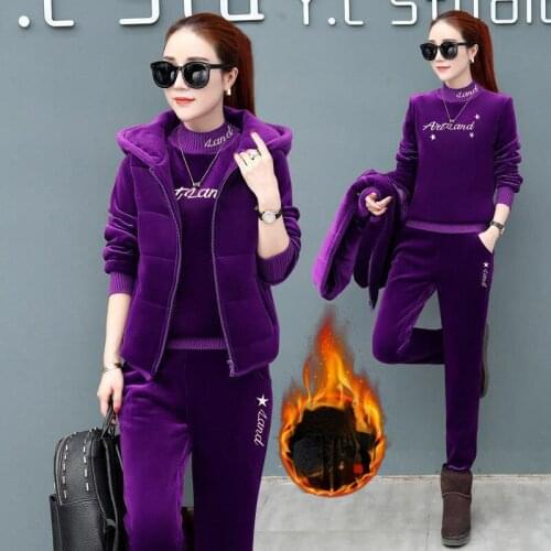 2021 Autumn Winter 3pcs Set Women Fashion Jacket + Printed Tops + Pants Suit Casual Three Piece Sets Womens Outfits X554