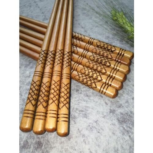 Japanese style five pairs of pointed creative carving brand sandalwood chopsticks tableware wooden chopsticks gift box