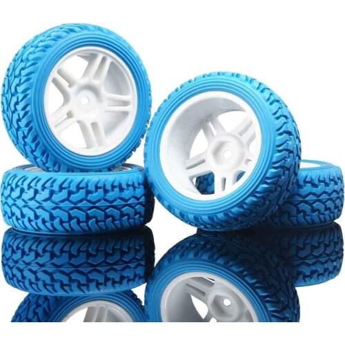 RC 905W-8019 Rally Tires & Wheel Rims 4P For HSP 1:16 On-Road Rally Car