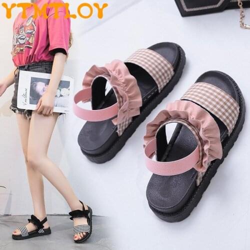 Sandals Womens New Summer Net Red 2021 Korean Version Of The Wild Roman Shoes Student Flat Beach Sandals Casual Womens Shoes