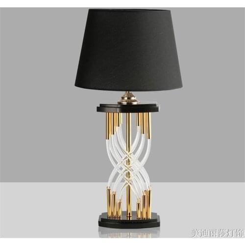 Modern modern elbow glass table lamps European fabric metal luxury table lights study bedroom study desk lights deco lighting