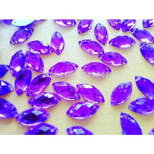 Sew on rhinestones Purple colour 6*12mm Navette shape flatback gem stones acryl crystal strass diamond 400pcs/lot