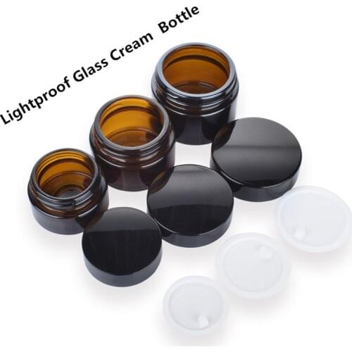 Lightproof Glass Cream Box, Small Tan Cream empty bottle, Portable Ointment Bottle, Cream Cosmetic Refillable bottle