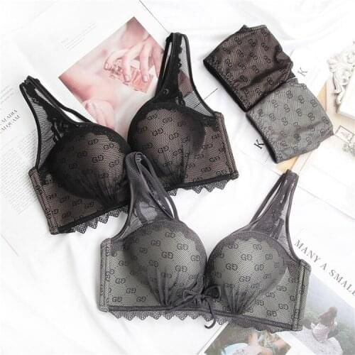 Comfortable bra suit without steel ring sexy gathering and adjusting back underwear with accessory breast women underwear set