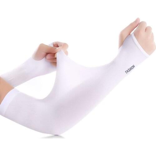 Breathable Quick Dry Sun UV Protection Sleeve For Arms Outdoor Sporting Ice Silk Sunscreen Long Gloves Outdoor White Arm Warmer