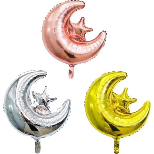 1pcs 49*57cm Star Moon foil balloon happy birthday Hajj Mubarak Decoration Ramadan Kareem Eid Al-Fitr Supplies