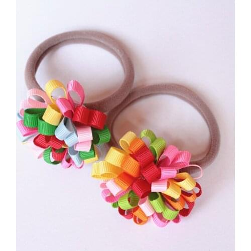 10pcs/lot Pink Multicolor Ribbon Hairpins Roll Hair Ties Soft Brown Hair Bands Elastic Hairbands Kids Charistmas Party Headwear