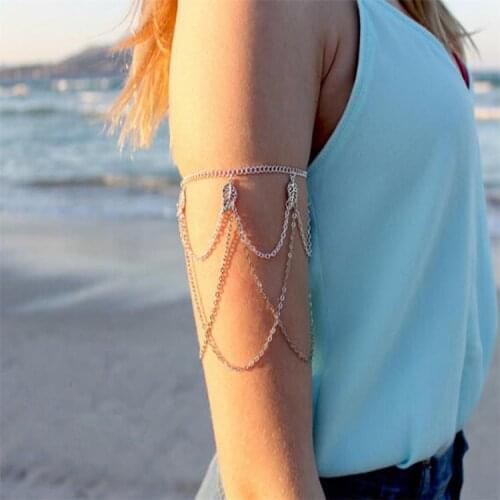 Girl Bronze Arm Chain Women Upper Arm Bracelet Sexy Tassel Body Chains Arm Cuff Vintage Braclet Body Jewelry 1pcs/lots HL44