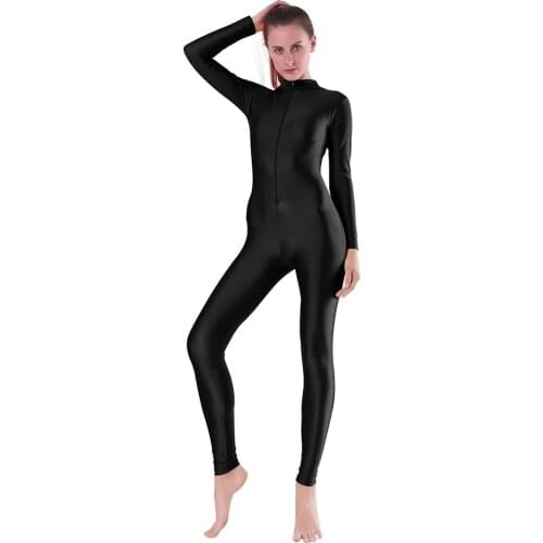 AOYLISEY Adult Dance Long Sleeve Unitard for Women Spandex Jumpsuits Suit One Piece Turtleneck gymnastic unitards Men Dance Wear