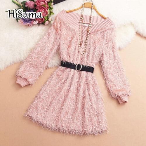 2021 spring new tassels A-line dress women V-neck long sleeve slim fairy dress female Chic elegant waist dresses with belt