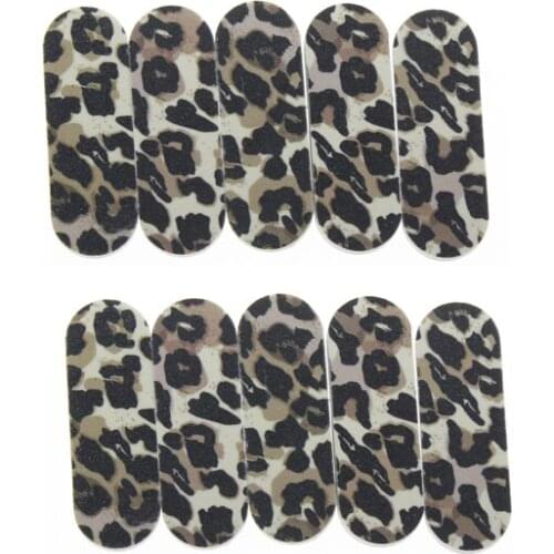 10Pcs/Set 6cm Leopard Double Side Professional Manicure Art Tools Kit Fingernail Toenail Nail Buffer Block Emery Board Nail File