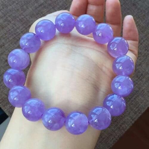 13.5mm Natural Lavender Amethyst Quartz Crystal Round Beads Bracelet AAAA