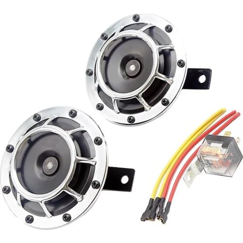 2pcs Sliver Dual 335/400HZ Grille Mount Super Tone Loud Compact Electric Car Horn