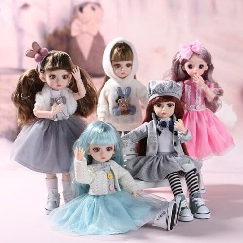 30cm Fashion Beauty BJD Doll 15 Movable Joints DIY Bjd Dolls With Dress Clothes Gifts For Girl Handmade Beauty Toy 1/6 Doll