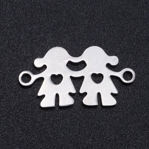 5pcs/lot 100% Stainless Steel Sisters Friends Connector Charms Wholesale Bracelets Pendants Top Quality Accept OEM Order