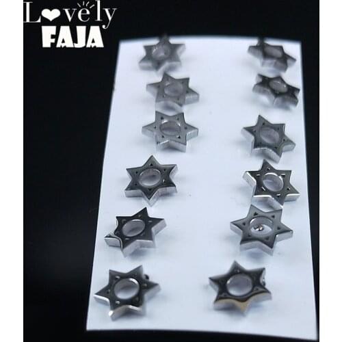 6 pairs Pentagram Stainless Steel Earings Set for Women Silver Color Earring Jewelry accesorios mujer E61280S03