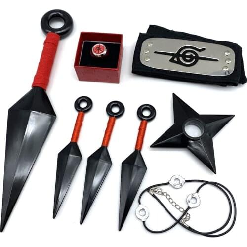 1/1 Set Anime Narutos Glove Plastic Toy Cosplay Model Itachi Shuriken Ninja Stars Darts Weapons Props For Adult Collections Gift