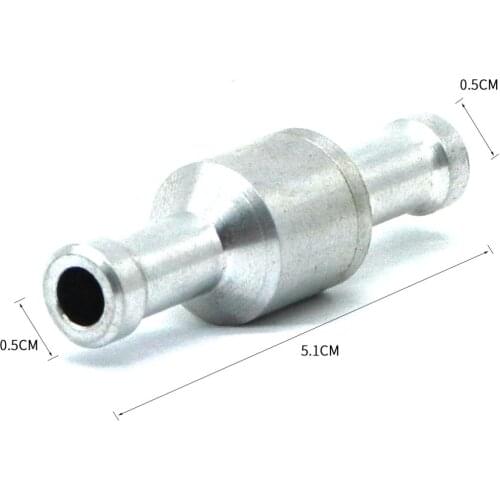 Petrol Oil Fuel Non Return One Way Check Valve Aluminium Alloy Silver 5/8mm