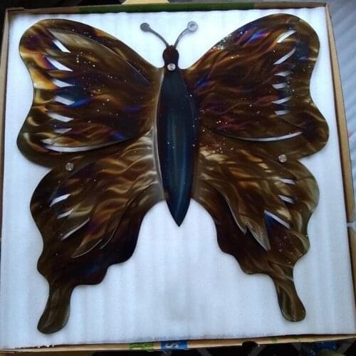 Large Metal Colourful Butterfly Garden Decoration Wall Hanging Art Ornament for Living Room Bedroom Courtyard C1