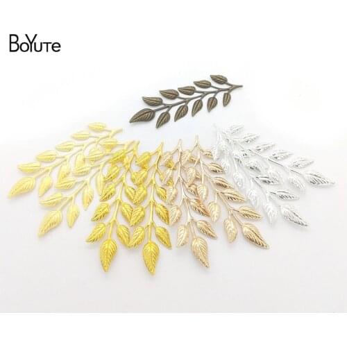 BoYuTe (10 Pieces/Lot) Metal Brass Stamping 19*64MM Olive Leaf Branches Diy Hand Made Materials Wholesale Jewelry Accessories