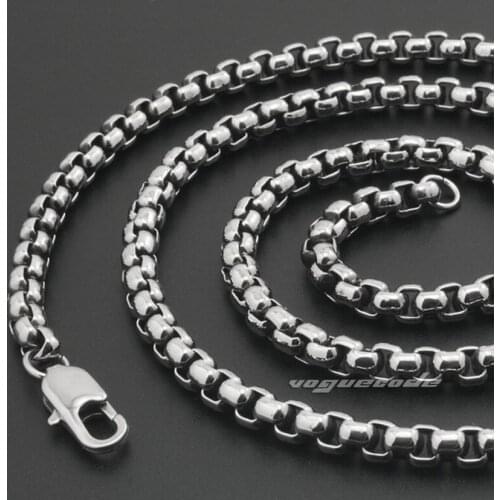 LINSION 16" ~ 36" 316L Stainless Steel Mens Box Necklace Chain 5N001 Diameter 5.0mm Pendant Match Chain