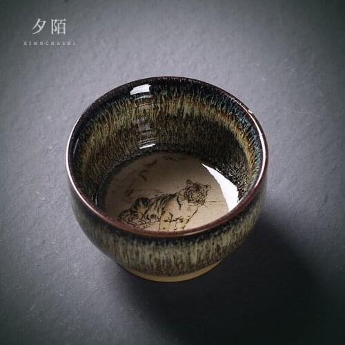 Chinese Zodiac Kung Fu tea cup built Master Cup single cup kiln transformed tea set tea cup single ceramic small tea cup