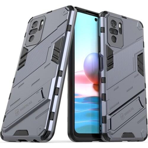 For Xiaomi Redmi Note 10 Case For Redmi Note 10 Cover Shockproof Silicon Armor PC Stand Full Protective Bumper For Redmi Note 10
