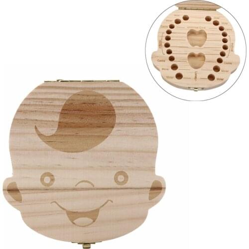 Wooden Baby Tooth Box Organizer Milk Teeth Storage Boxes Children Kids Boys Girls Teeth Save Collect Case Souvenirs Gifts