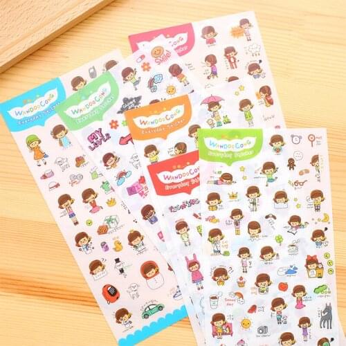 DL My happy life Japanese cute photo diaries DIY transparent waterproof hand Sticker Books cartoon stickers Exquisite