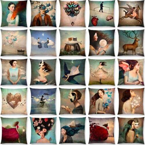 Double-sided printing Lady Lovely Girl Shakespeare Plays Fantasy Heart Free Wish Sea Cushion Cover Sofa Throw Pillow Case