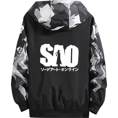 SAO Sword Art Online Cosplay Hoodie Yuuki Asuna Luminous Print Camouflage Thin Jacket Splicing Tops Zipper Summer Sun protection