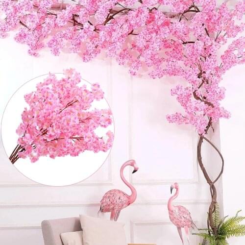 3 Fork Cherry Blossom Branches Artificial Flowers 100CM Fake Plant Tree Home Party Decor DIY Wedding Wall Decoration Flower