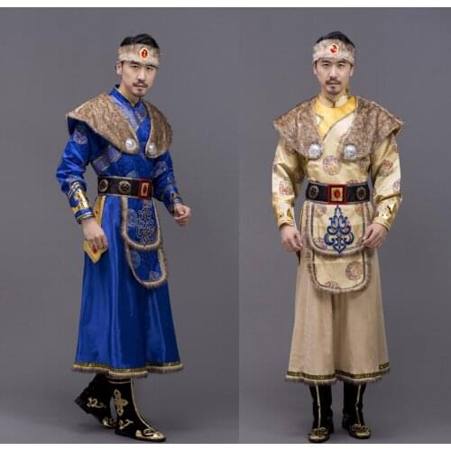 Asia Costume Mongolian Folk Dance Clothing cosplay show Stage Dance Wear Performance National grassland male sets