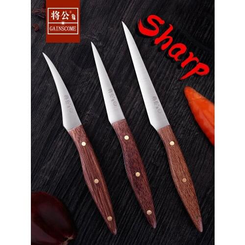 GAINSCOME Kitchen Carving Knives Three-Piece Suit Professional Chef Food Fruit Platter Carving Knives Chicken Wing Wood Sharp