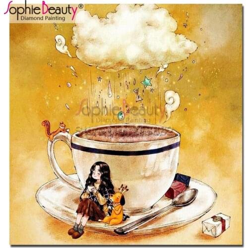 Sophie Beauty cross stitch diy diamond painting rhinestone handcraft mosaic kit cartoon girl and dog embroidery home arts 18920